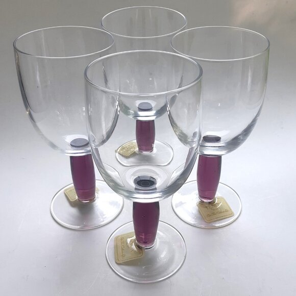 Lenox Crystal Avalon Amethyst Water Wine Goblets Stem Glasses Set of 4 New Cond. - Picture 5 of 15